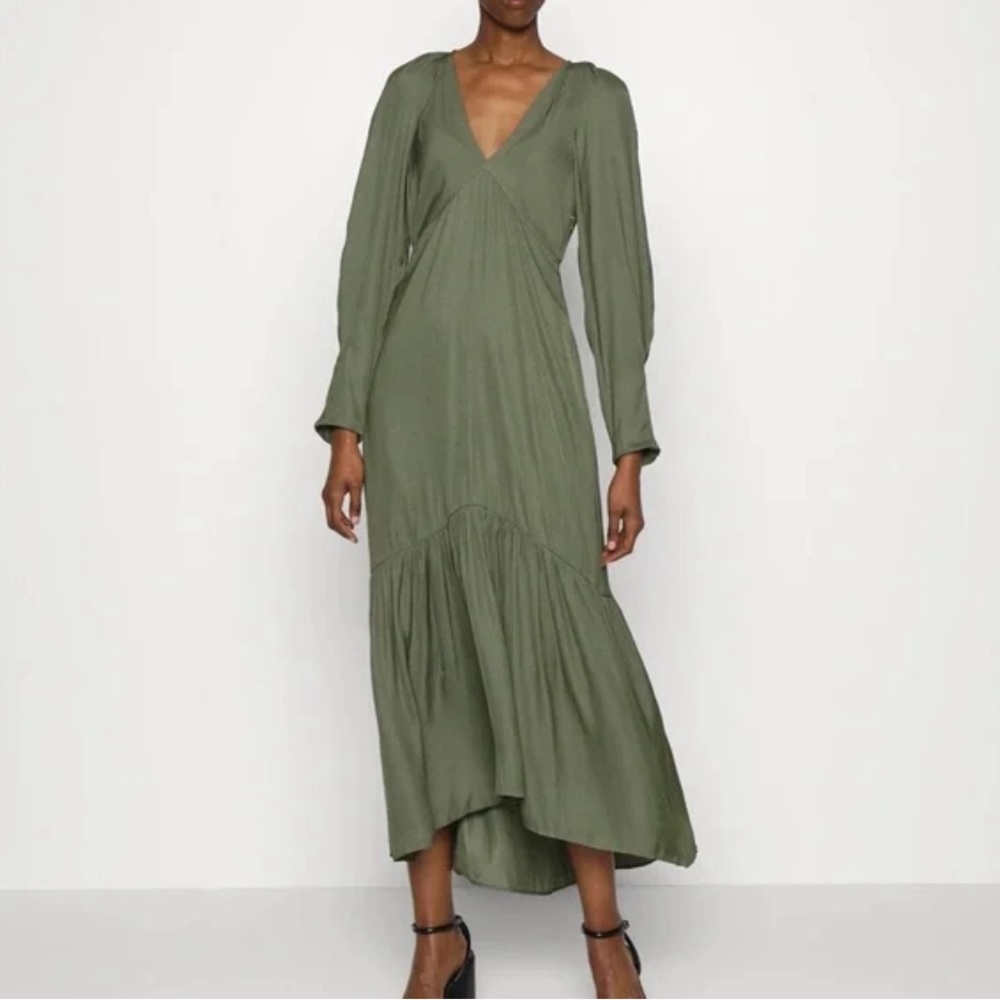 Banana Republic olive green silky maxi dress